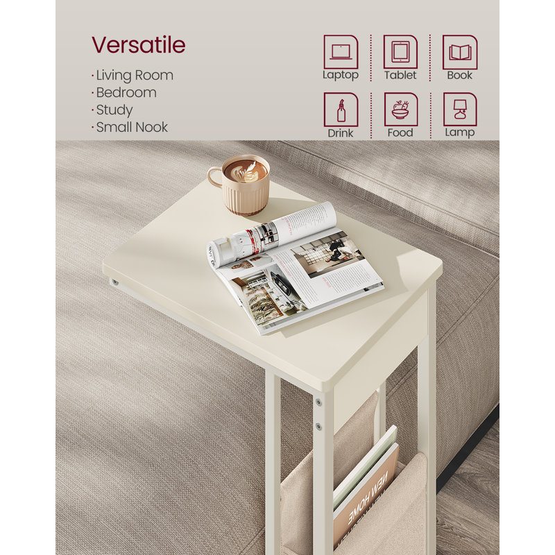 Alexann Sled End Table, White, White