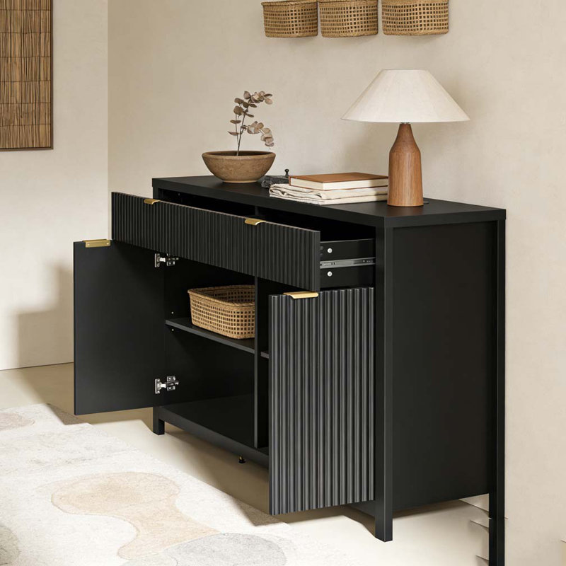 55.1'' Sideboard Buffet Cabinet with 2 Drawers & 4 Doors, Adjustable Shelves, Black