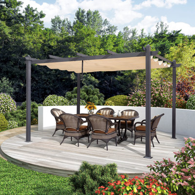Purple Leaf 13 Ft. W x 10 Ft. D Metal Pergola with Canopy & Reviews ...