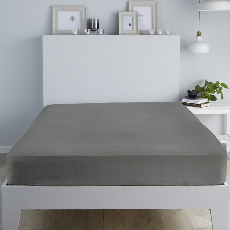 Brushed Bedding Flannel Fitted Sheet, Charcoal, Kingsize (5')