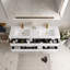 Meuble-lavabo mural 72 po avec double vasque, meuble de rangement flottant pour salle de bain avec comptoir en résine de pierre et tiroirs à fermeture en douceur entièrement assemblé-126271722