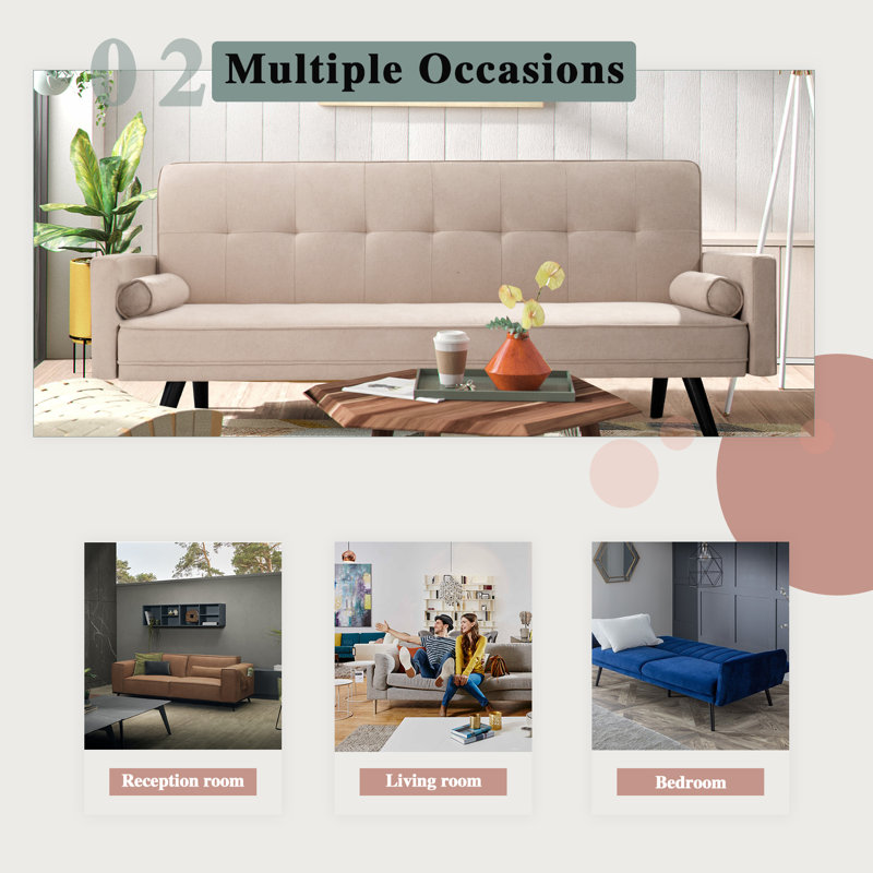 Cattalaya Upholstered Sofa, Beige Canvas