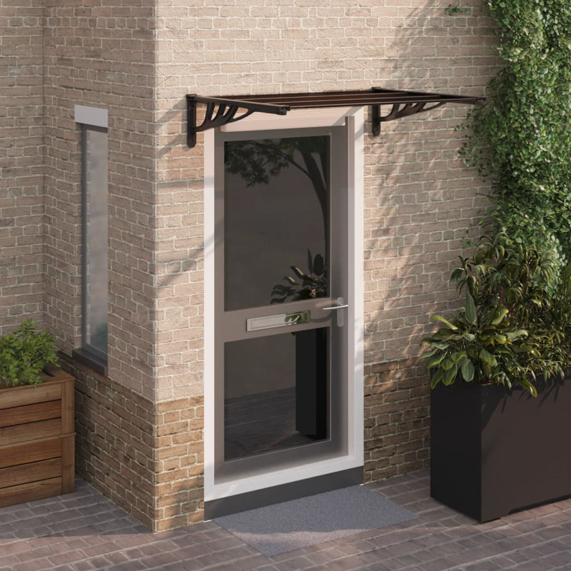 Auvent de porte Vidaxl en polycarbonate gris et transparent, H 10,8 po x l 48 po x P 35,4 po