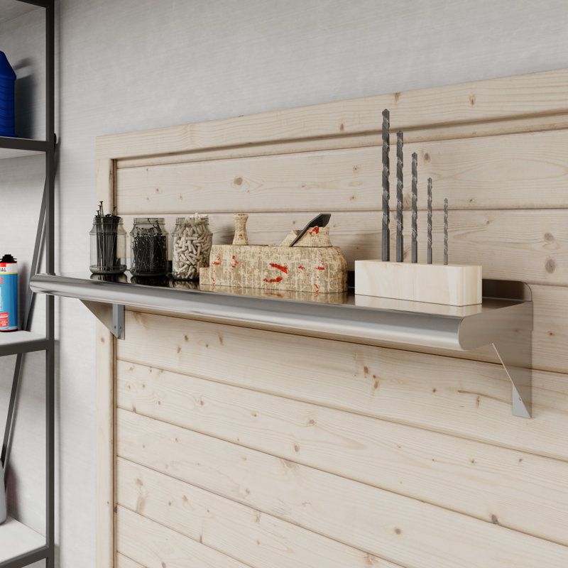 36-Inch Stainless Steel Wall Shelf with Brackets
