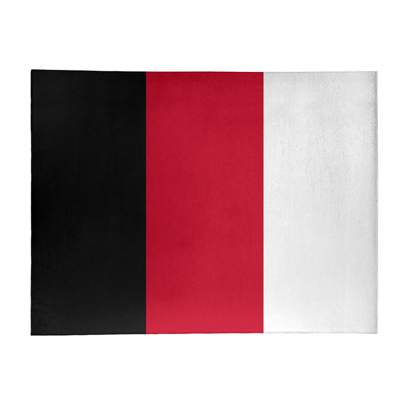 Tapis noir/rouge/blanc à tissé plat Cincinnati, Rectangle 5 pi x 7 pi