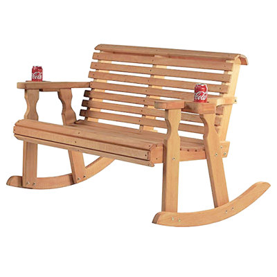 Heavy Duty 800 Lb Mission Treated Double Rocker Bench, Cupholders