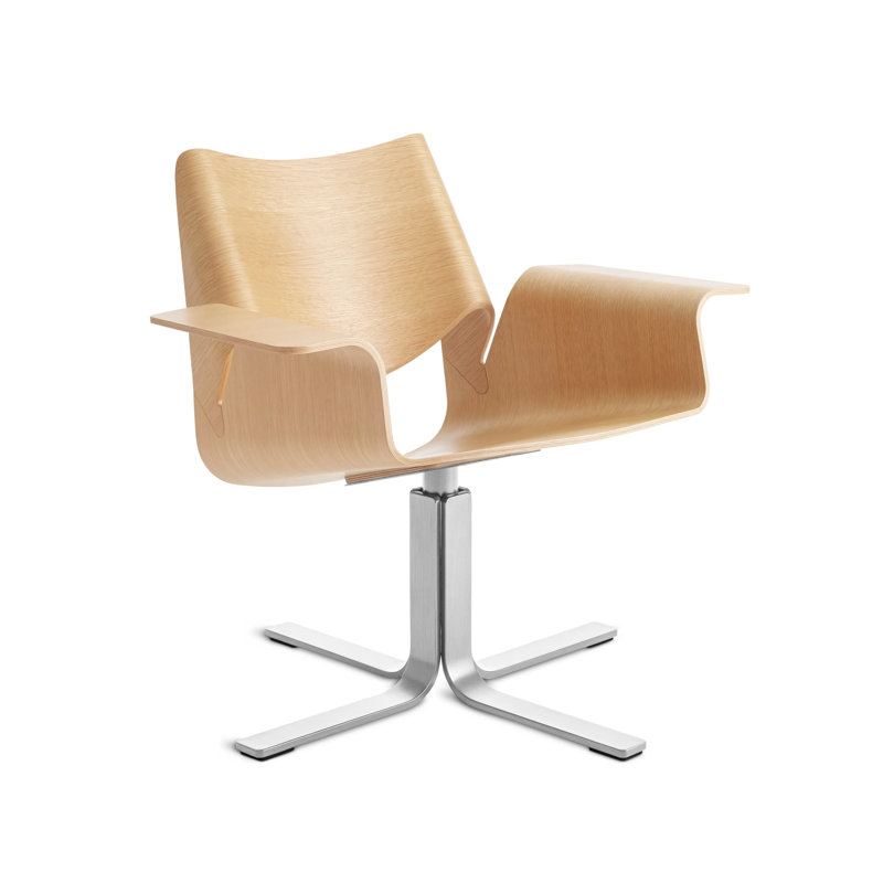 Buttercup Swivel Task Chair, White Oak/Stainless Steel