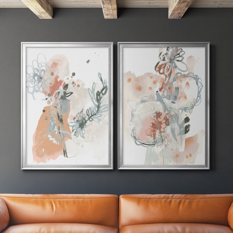 «Petal Drift I», ensemble de 2 reproductions de cadres rectangulaires sur toile, Argent, H 36,5 po x l 53 po x P 1,25 po