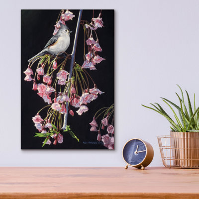 «Titmouse And Blossoms» par Ron Parker, verre acrylique Wal Art