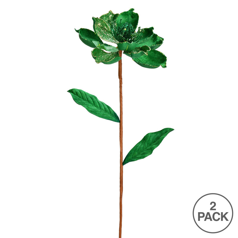 Vickerman 30" Glitter Magnolia Artificial Christmas Spray, Green
