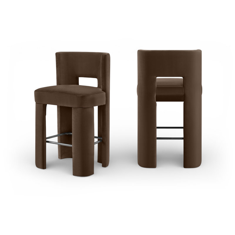 Tabouret de bar Zuno, Velours brun