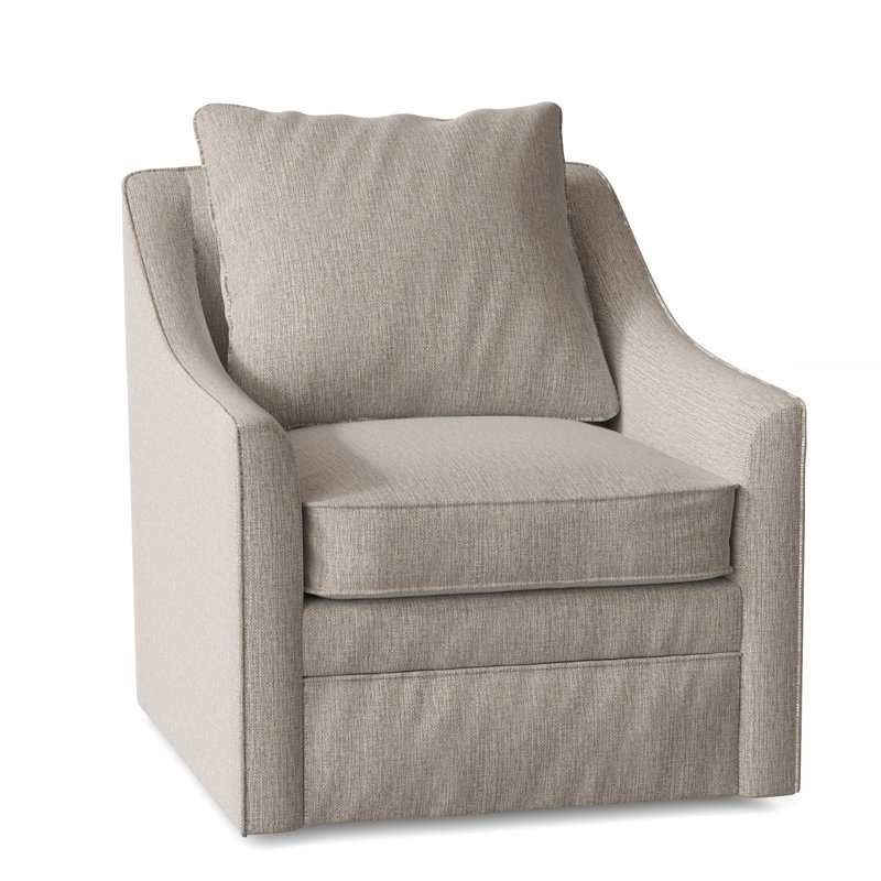 Quincy Upholstered Swivel Armchair, Drusky Linen Sustain® Basketweave