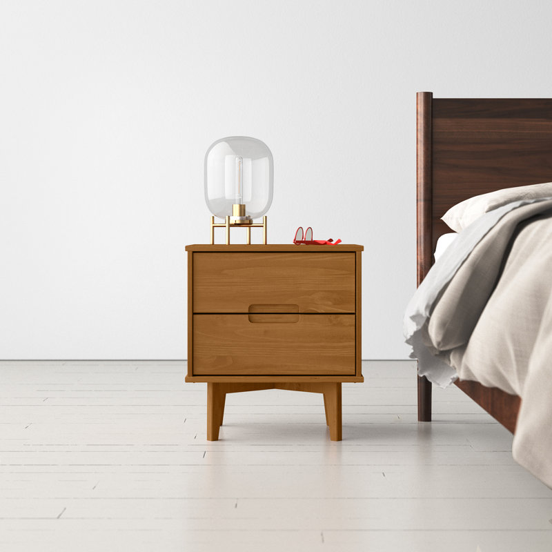 Mags Solid Wood 2-Drawer Nightstand - Retro Chic