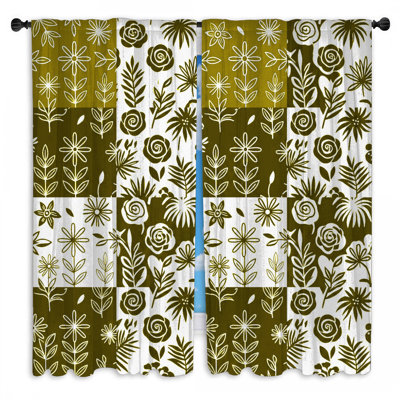 Floral Patchwork Pattern Window Curtains Floral Sheer & Room Darkening - 2 Panels