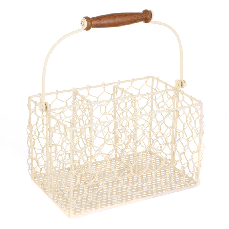 Metal Flatware Caddy, Cream