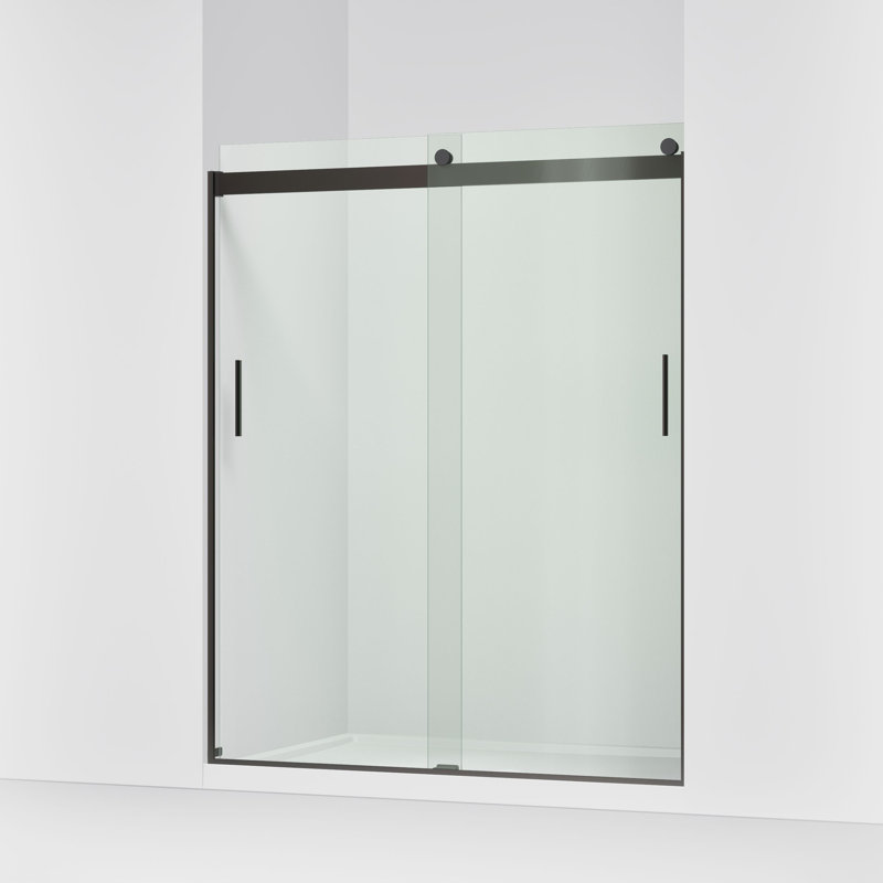 Levity 74" H x 59.63" W Bypass Shower Door with CleanCoat Technology, Anodized Dark Bronze, Crystal Clear