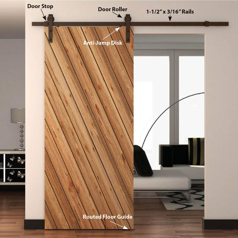 78 in. Oil Rubbed Bronze Steel Sliding Barn Door Hardware Kit