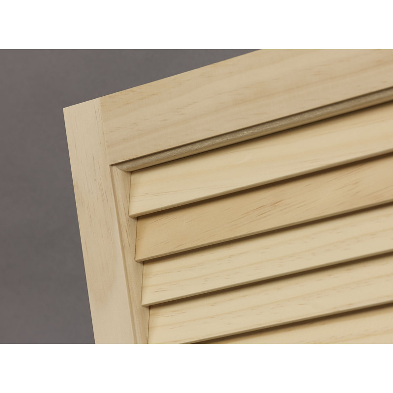 Unfinished Pine Louvered Exterior Wood Shutters, 15" x 63"