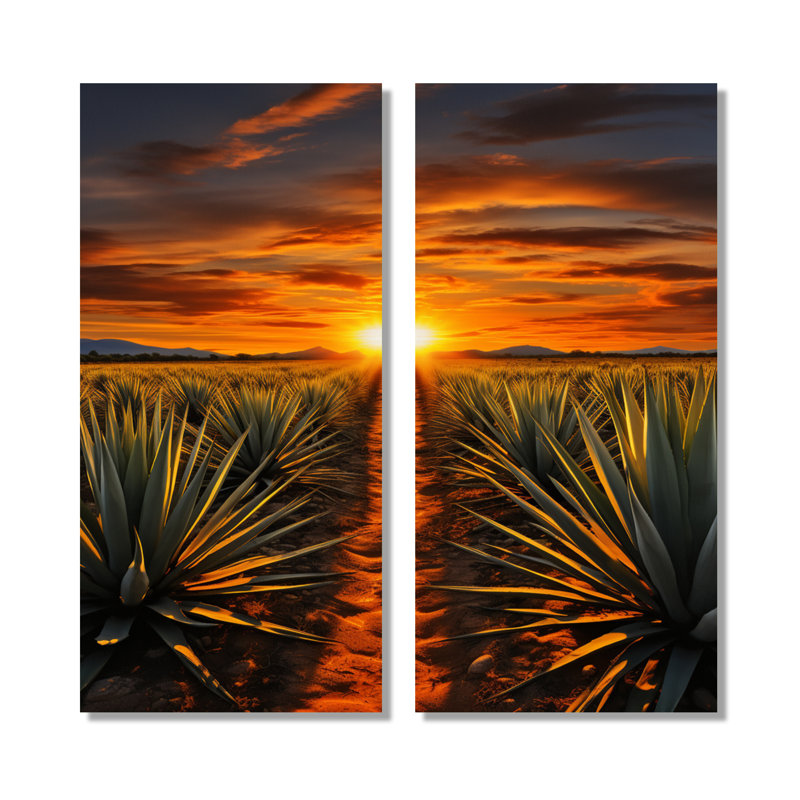 «Orange teint», art mexicain vert Téquila Sunrise - art mexicain encadré, ensemble d'art mural orange, H 20 po x l 24 po