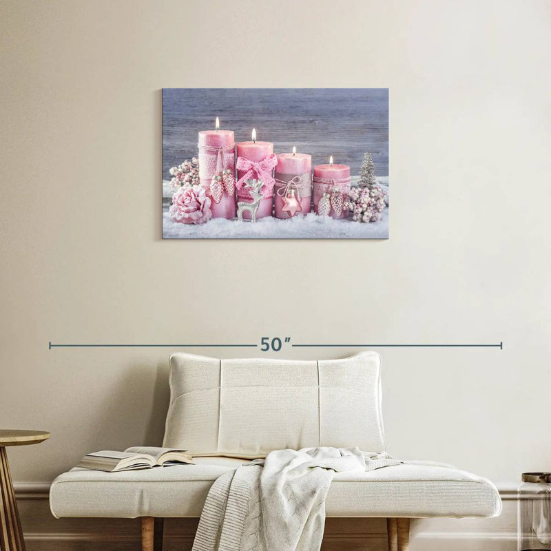 Pink Advent Candles, 20" H x 30" W