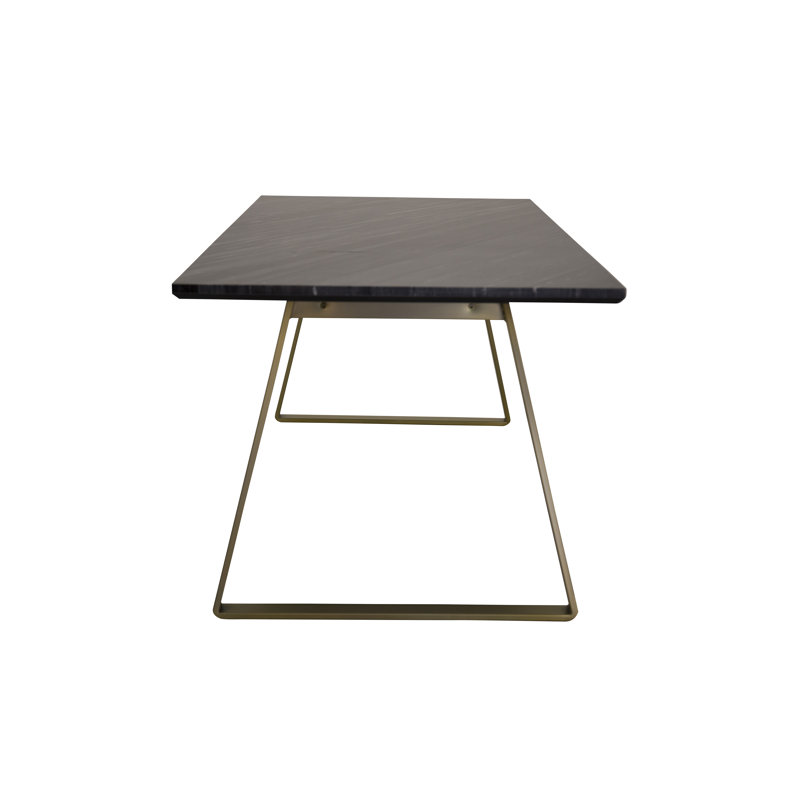 Mabel Rectangular Marble Top Dining Table, Brass/Black