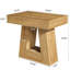Table de bout moderne à grain de bois minimaliste moderne avec base découpée trapézoïdale unique, table d'appoint rectangulaire pour canapé d'angle de salon