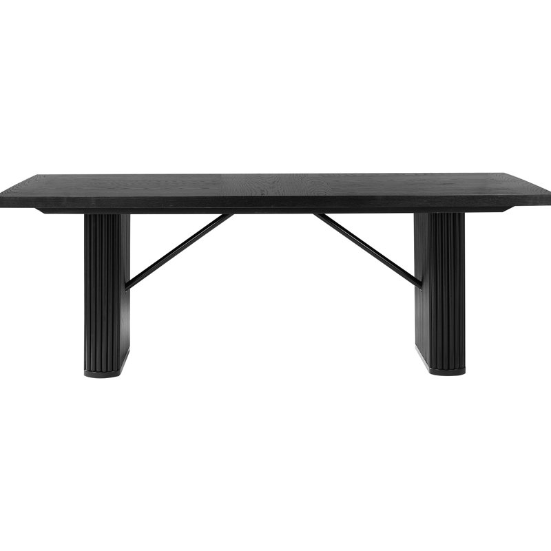 Table de salle à manger rectangulaire à double piédestal en chêne pour 6 à 30 po de hauteur, 42,94 de largeur, 83,5 de longueur, petite pièce idéale avec placage Good Eclectic