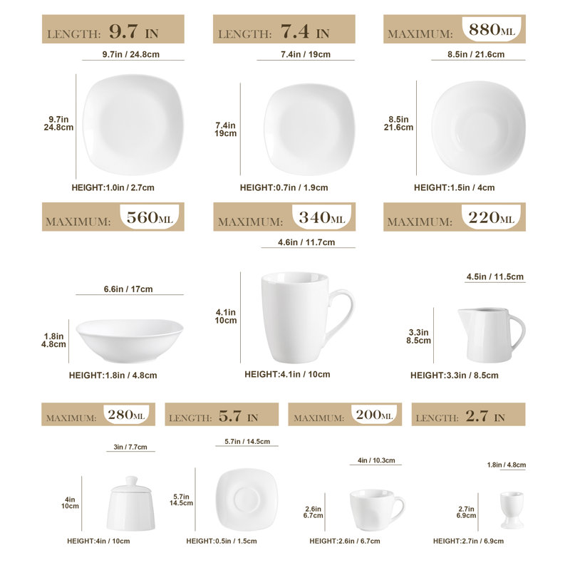 50 Piece Dinnerware Set, Service for 6 