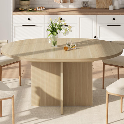 Table de salle à manger extensible 43,3 "à 59" pour 4-8, table de cuisine ovale avec feuilles amovibles