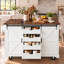 Îlot de cuisine de style campagnard de 72 pouces avec double espace de rangement pour mini-réfrigérateur et prise électrique, meuble bar à café roulant sur roulettes avec abattant, 4 tiroirs et portes coulissantes de style grange-1186160401