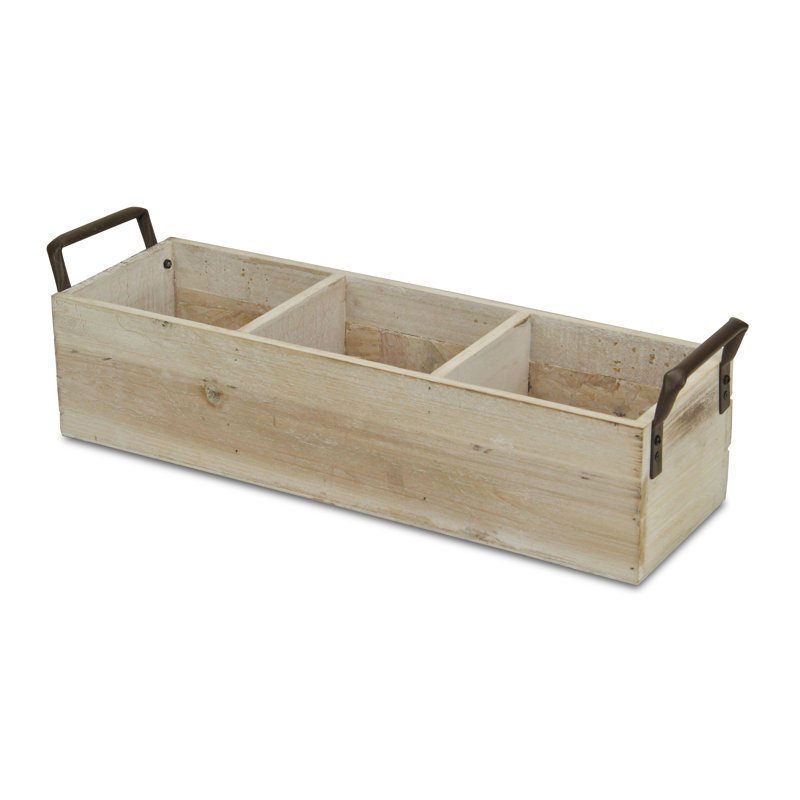 August Grove® Solid Wood Decorative Bin, White/Brown