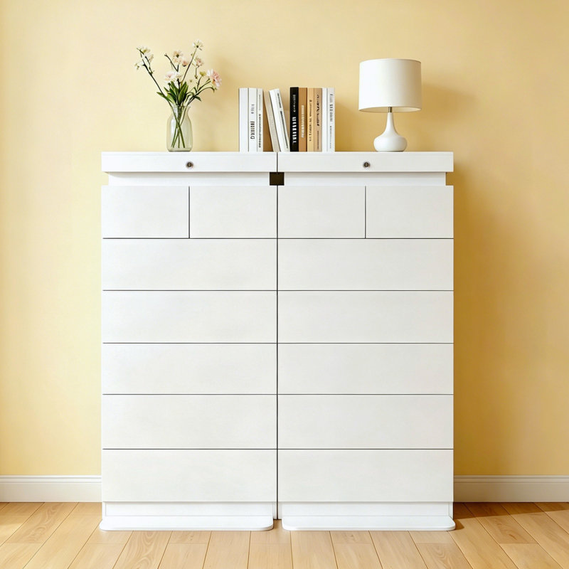 Farmhouse 9-Drawer Bedroom Dresser Storage Organizer, White
