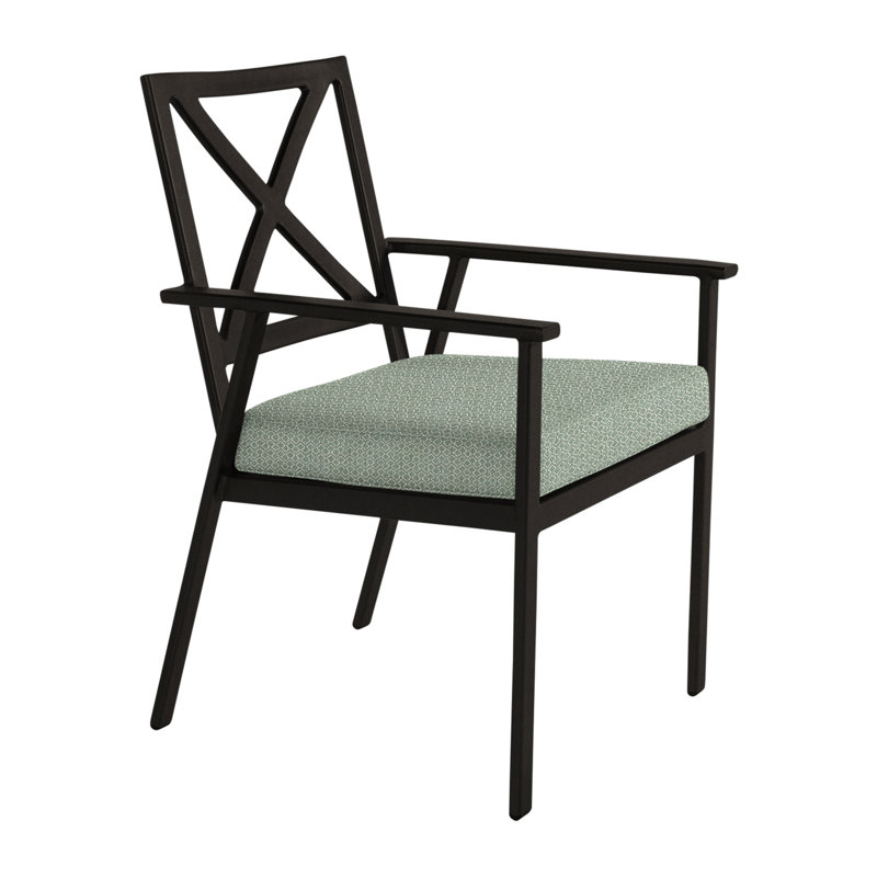 Marin Outdoor Dining Armchair, Carbon Black, Sash Denim