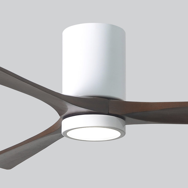 Irene LED Ceiling Fan, Gloss White, Walnut, 60"