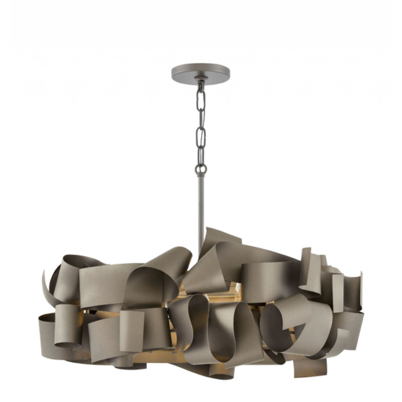 Fredrick Ramond Delfina Five-Light Chain-Hung Chandelier, Matte Bronze