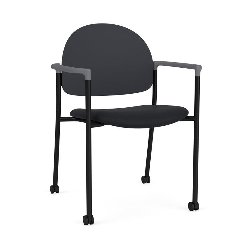 Chaise d'invité à chat avec roulettes, Noir, Modène noir / onyx noir polyester
