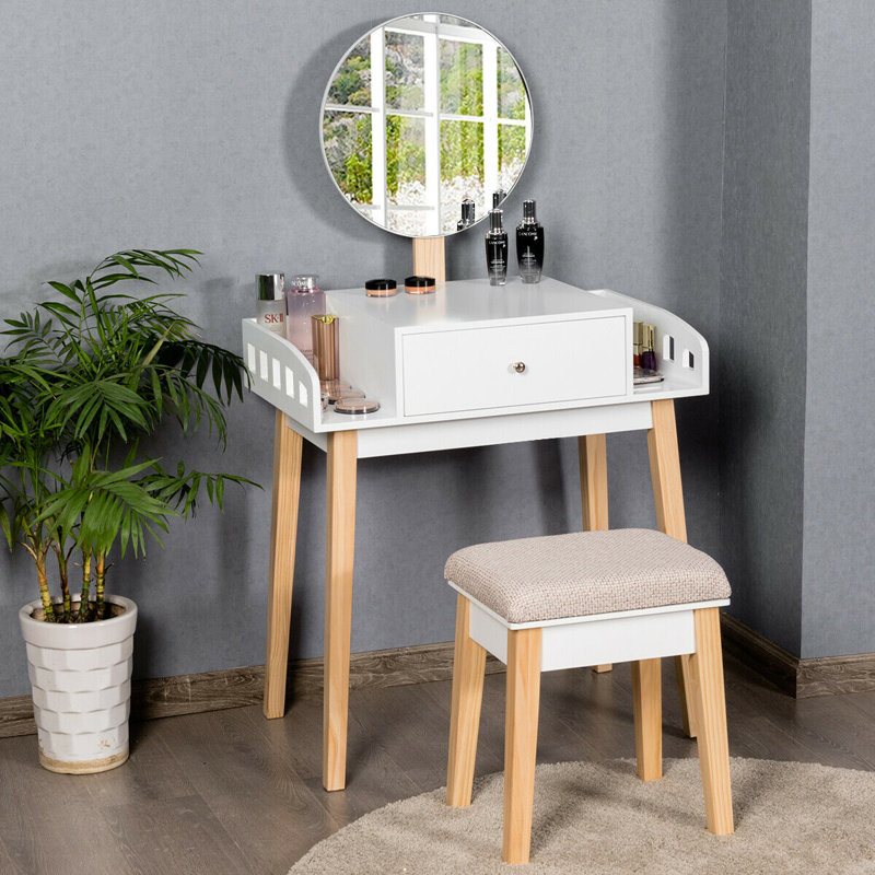 Ensemble de meuble-lavabo en bois avec miroir Waylon