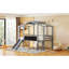Lit mezzanine simple avec glissade en gris, bande noire de style maison captivante sur le toit, 6 ans après Maison charmante bande. Espace de jeu amusant pour. Instructions d'assemblage faciles-77379453