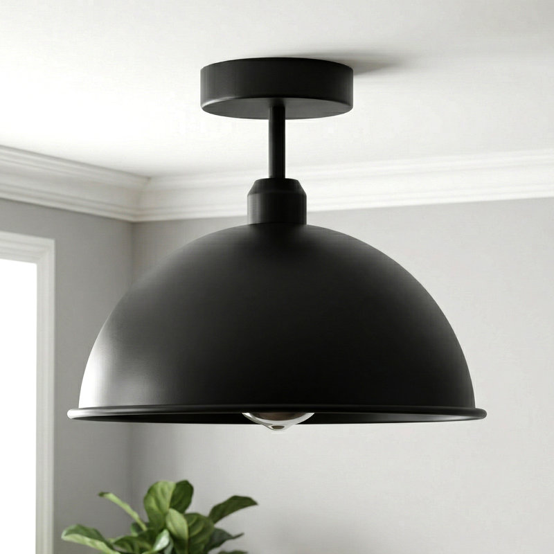 Semi Flush Mount, Black, No