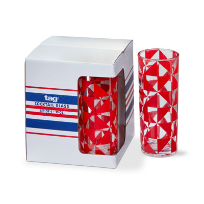 Pinwheel Drinks Glass Set Of 4 Red Everyday 10 Oz