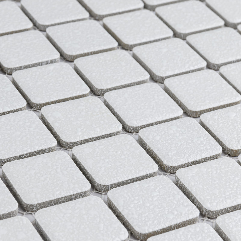 Crystalline Square 1.1" x 1.1" Porcelain Grid Mosaic Wall & Floor Tile, White
