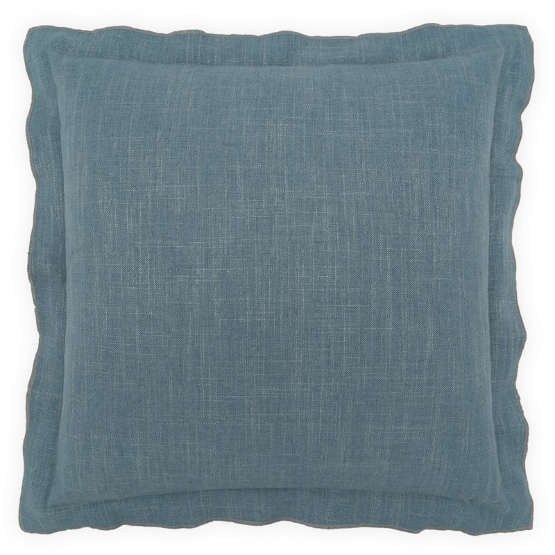 Lena Flange Throw Pillow, Lapis, Square 24"