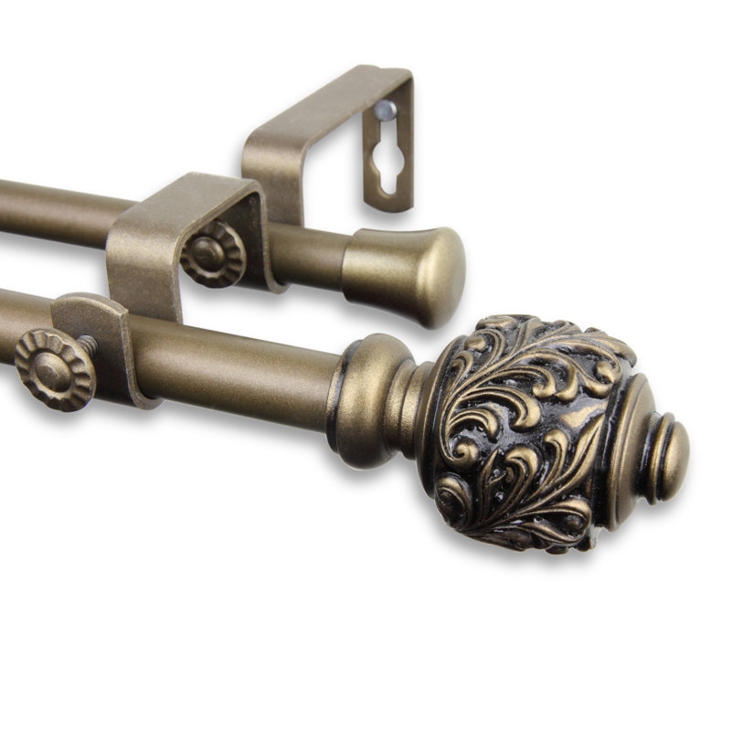 Tringle à rideaux double Ediline, 28 po - L 48 po, Or antique