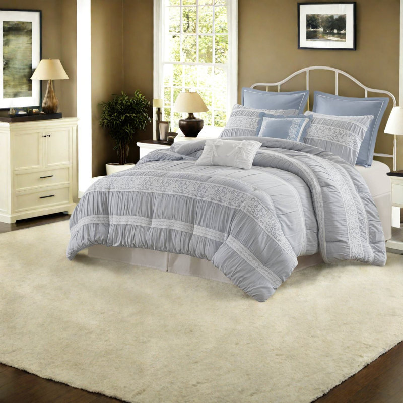 Luxurious 7-piece Bedding Sets, Polyester Jacquard, Romantic Cottage Style