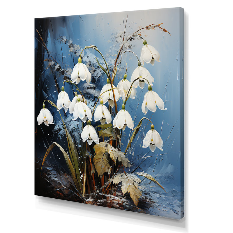 Vert neige, fleurs d'hiver II, Toile tendue, H 44 po x l 34 po x P 1,5 po