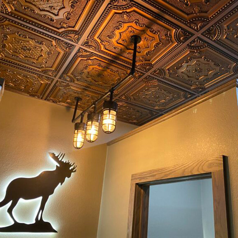 My Beautiful Damaris Drop-In or Glue-Up PVC Ceiling Tile, Antique Copper, 24" W x 24" L