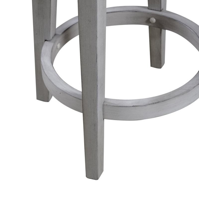 Cassady Console Stool w/ Upholstered Seat, White