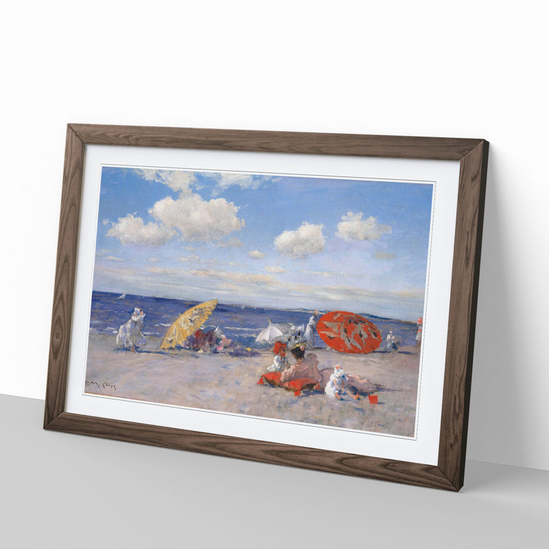 At the Seaside by William Merritt Chase - Picture Frame Graphic Art, 27cm H x 36cm W x 2cm D, Walnut Framed