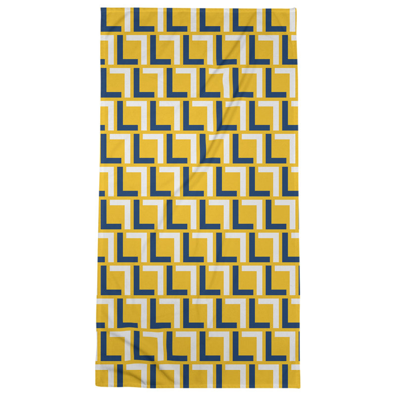 Beach Towel, Gold/Navy Blue/White