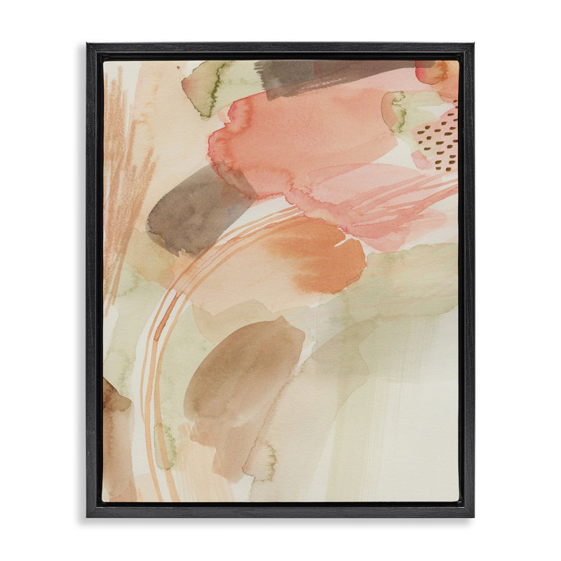 Art mural sur toile flottant rose et beige par Grace Popp, H 21 po x l 17 po, Cadre flottant noir de jais